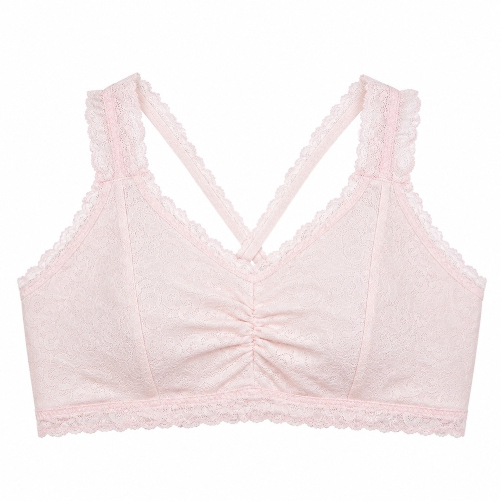 Cacique Pink Lace Bralette Wireless Racerback Plus Size 22/24 bra coquette fairy